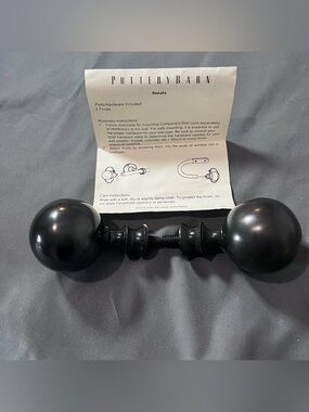 Pottery Barn Curtain Rod Finials Set of 2 Parker Ball Decorative Home Caste Iron